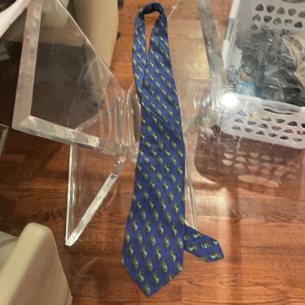 Valentino Cravatte blue with gold design silk tie